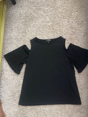 The Limited Black Cold-Shoulder Flounce Top